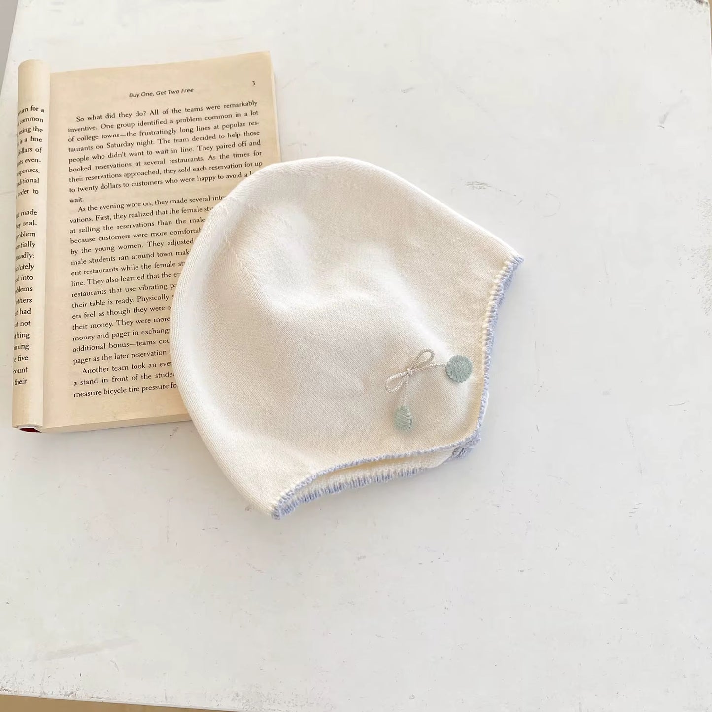 Knitted Cream Baby Romper with Hat