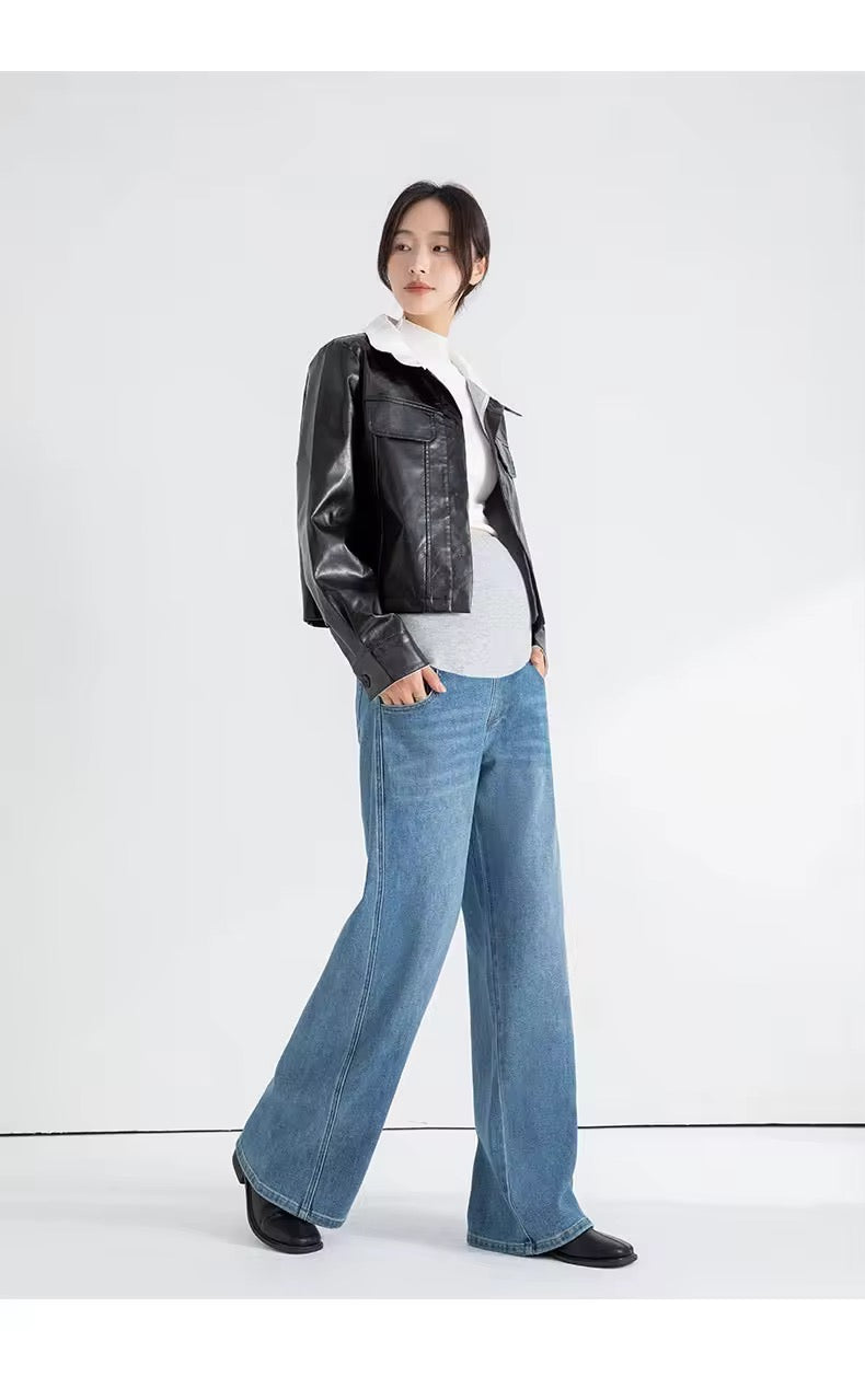 Wide-Leg Maternity Denim Jeans