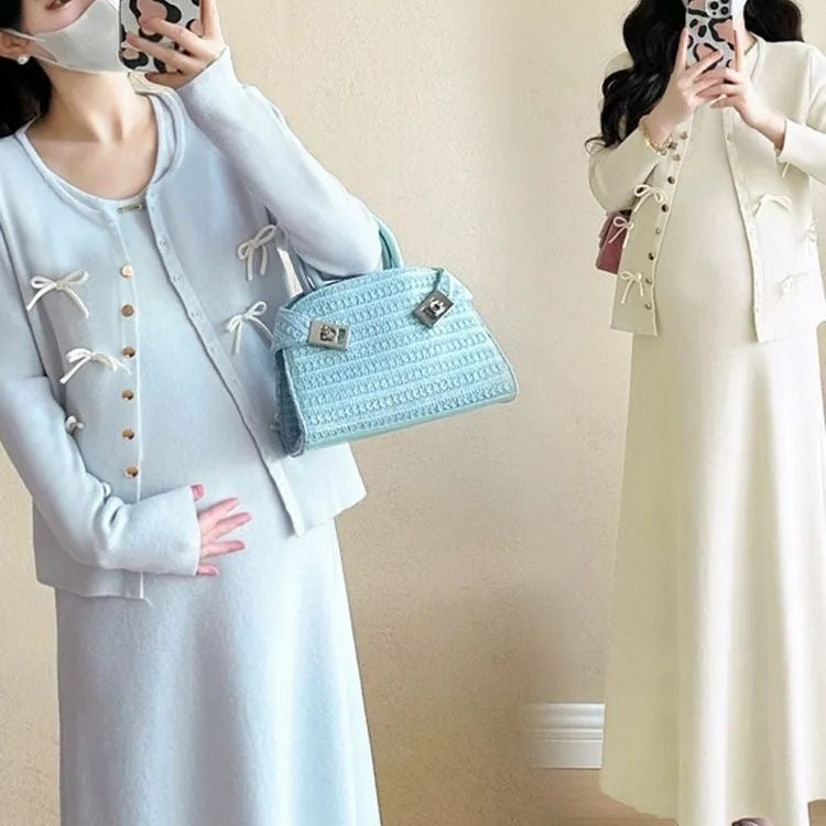 Maternity Winter Dress 2-piece Set