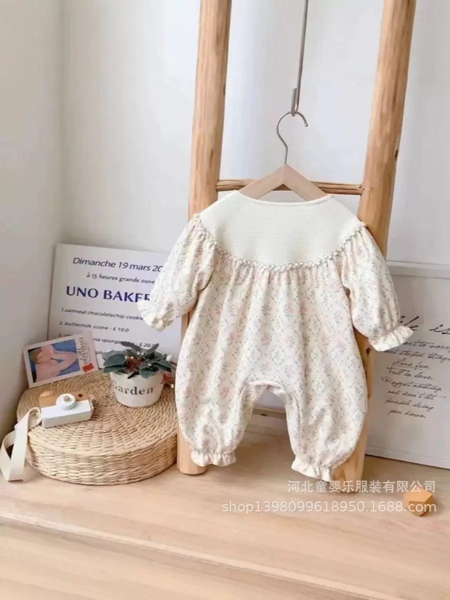 Beige Floral Romper