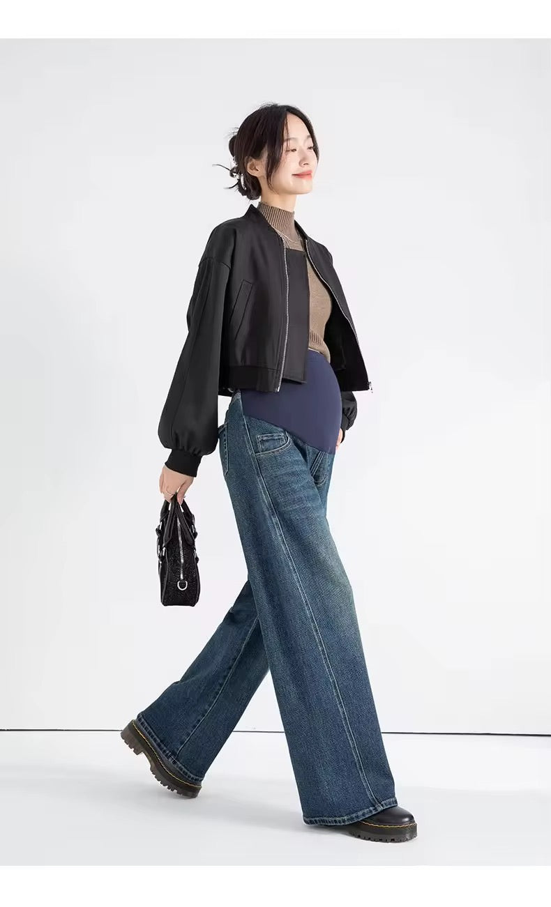 Wide-Leg Maternity Denim Jeans