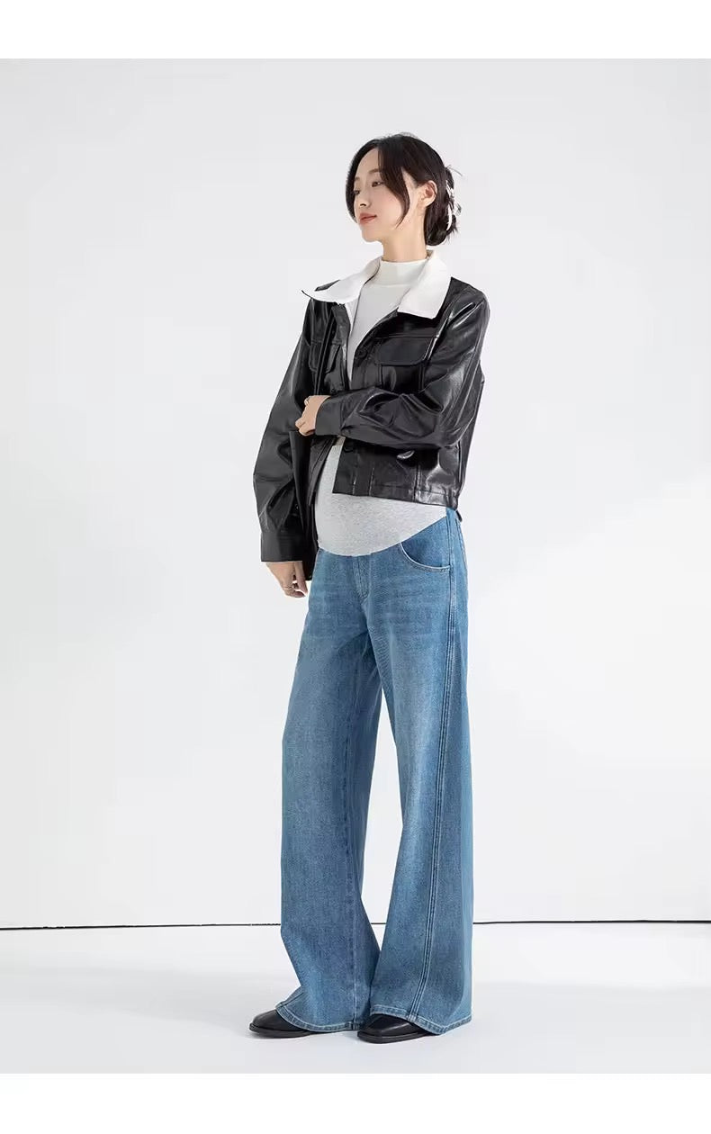 Wide-Leg Maternity Denim Jeans