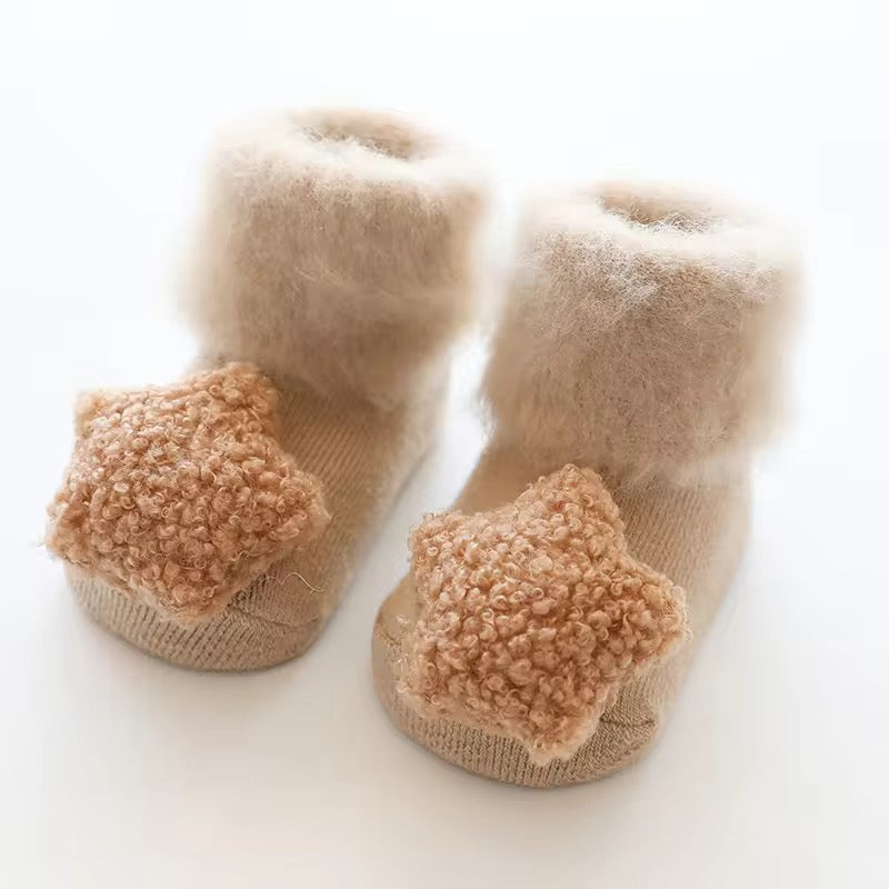 Fuzzy Star & Heart Baby Booties