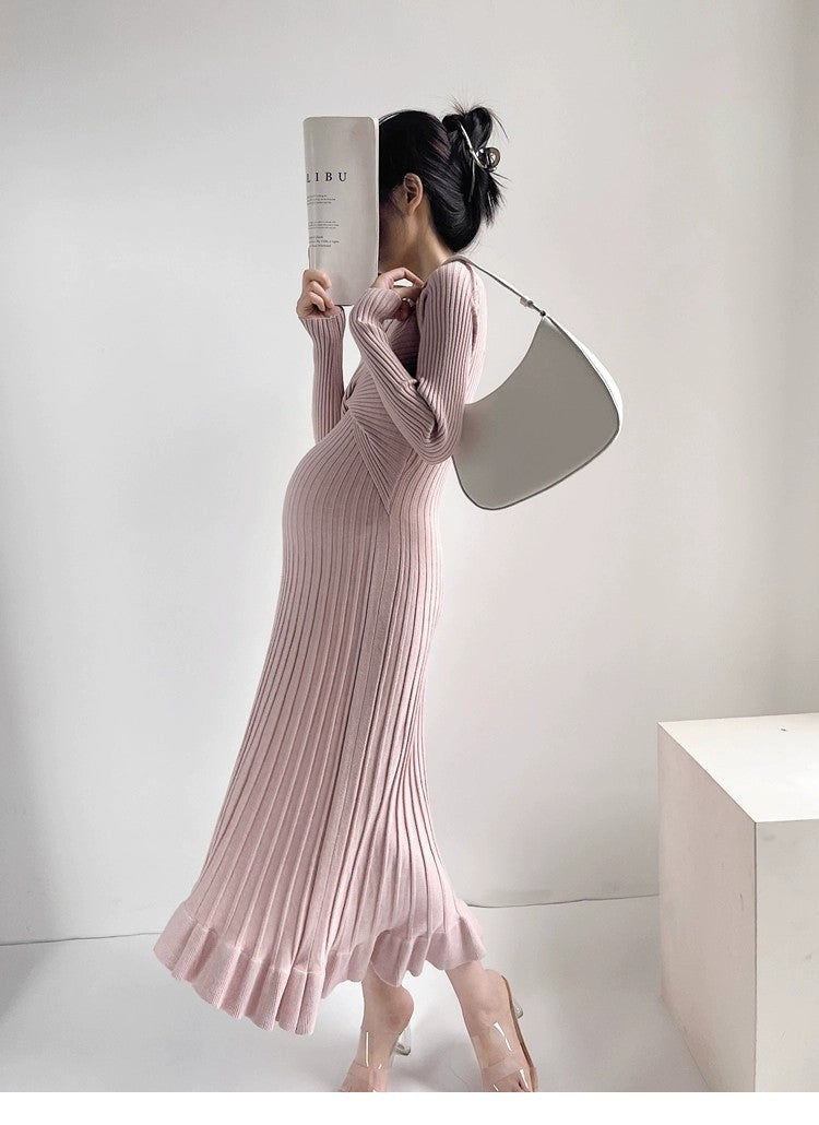 Blush Ribbed Knit Maternity Dress