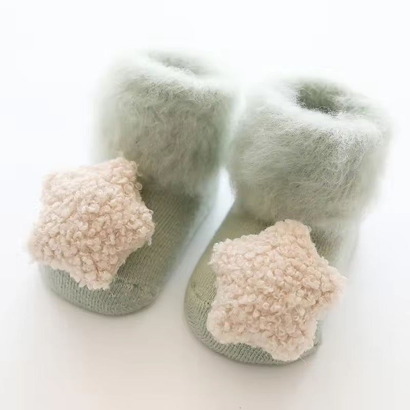 Fuzzy Star & Heart Baby Booties
