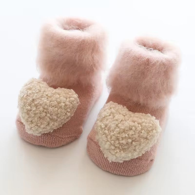 Fuzzy Star & Heart Baby Booties