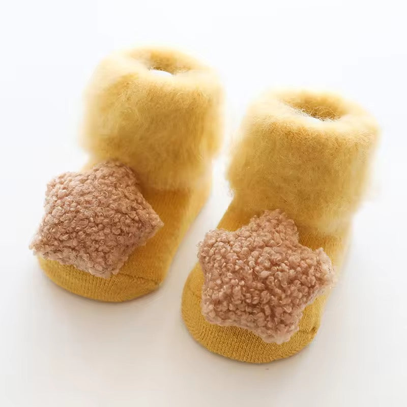 Fuzzy Star & Heart Baby Booties
