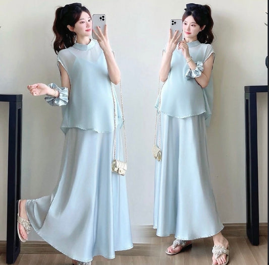 Short Sleeve Maternity Dress Set