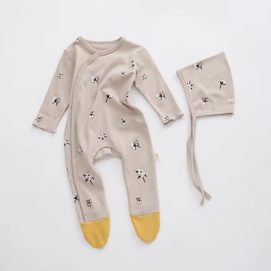 Baby Romper with matching bonnet