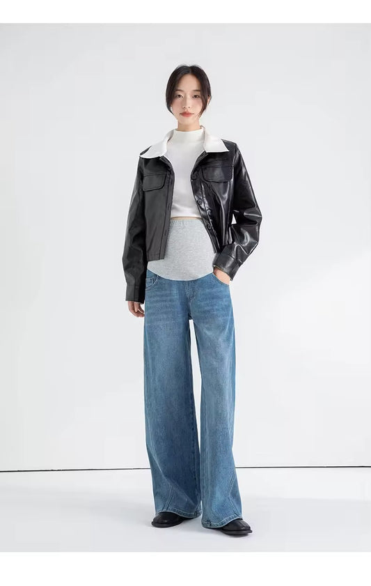 Wide-Leg Maternity Denim Jeans