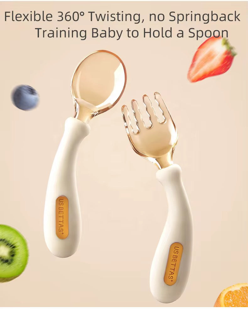 USBETTAS Baby Training Spoon and Fork Set
