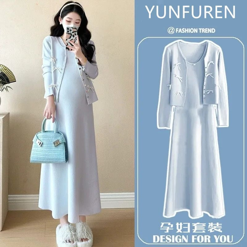 Maternity Winter Dress 2-piece Set
