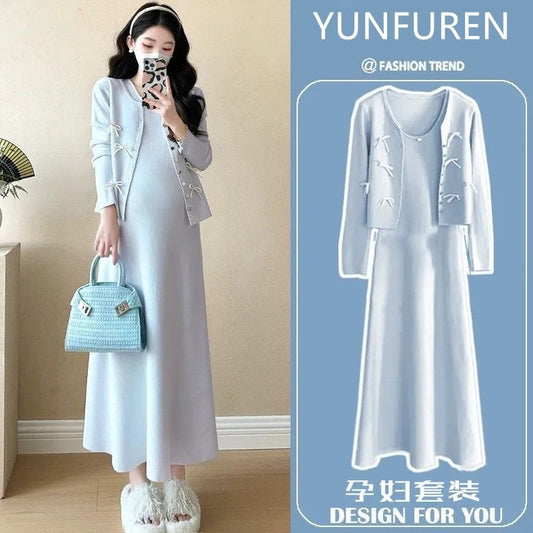 Maternity Winter Dress 2-piece Set