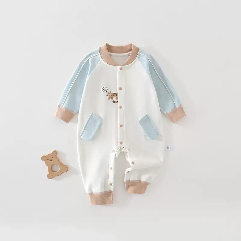 Blue Brown Romper