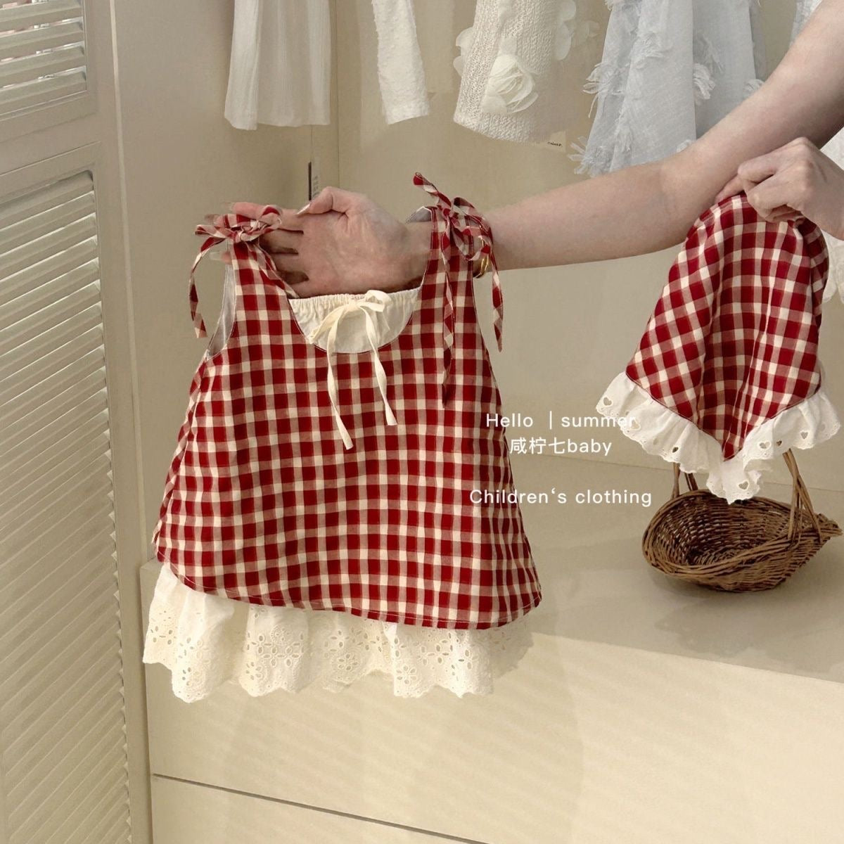 Red Plaid Dress Set