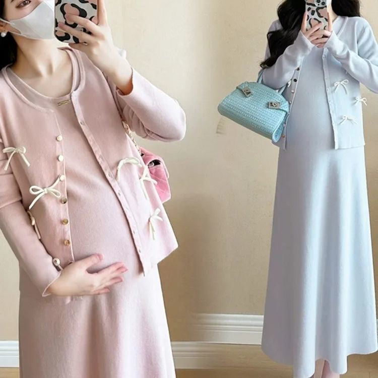 Maternity Winter Dress 2-piece Set