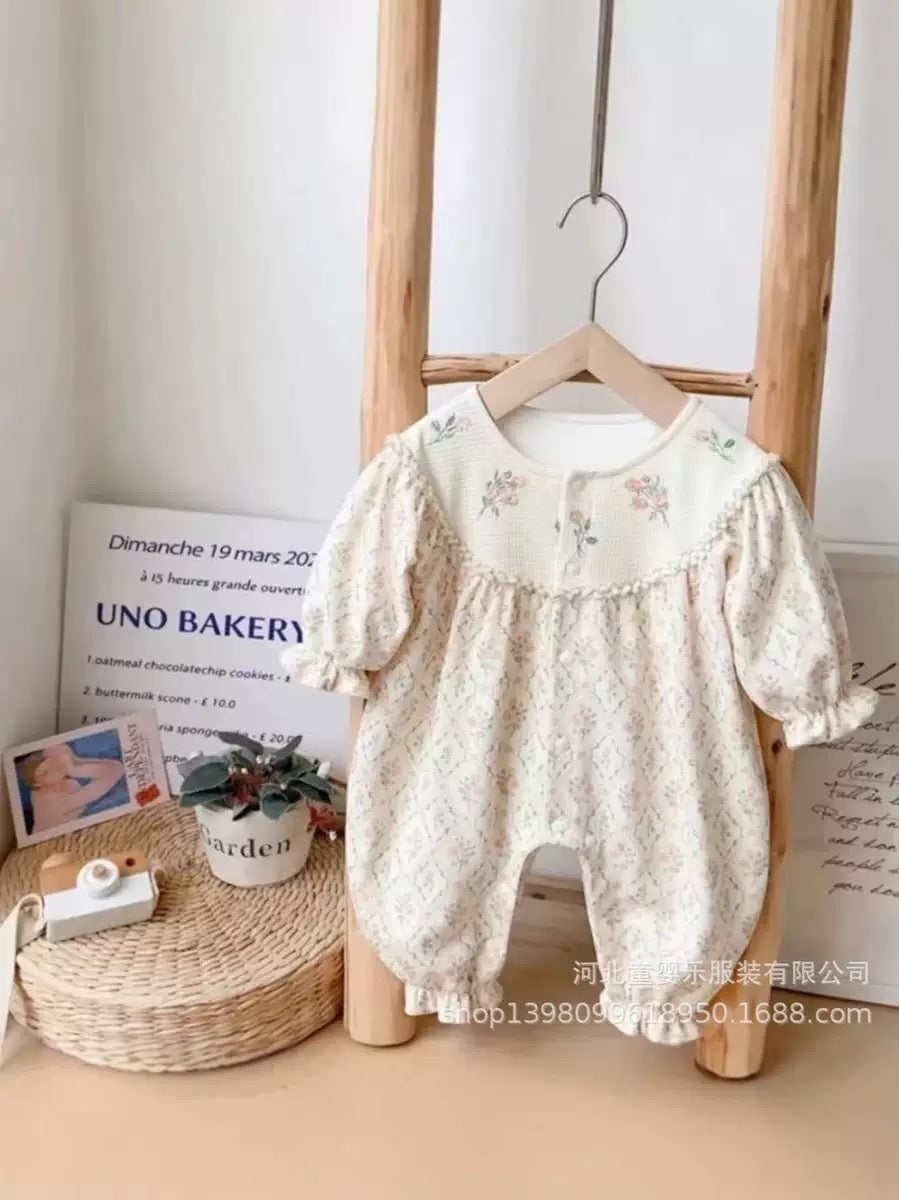 Beige Floral Romper