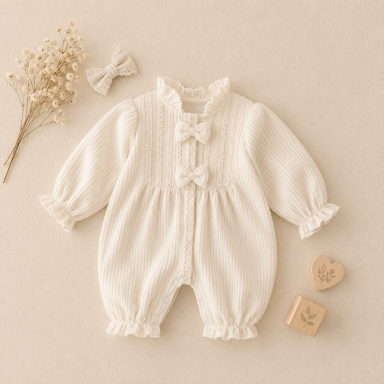 Cream Bow Romper