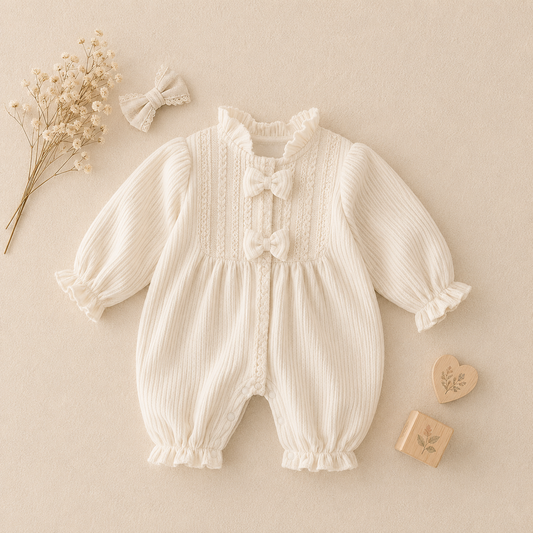 Cream Bow Romper