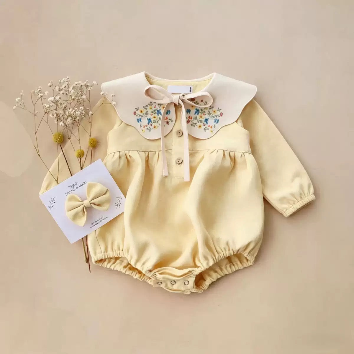 Embroidered Collar Romper