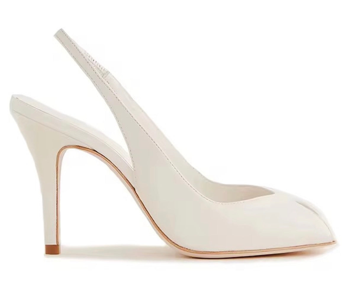 Slingback Square Peep Toe Heels