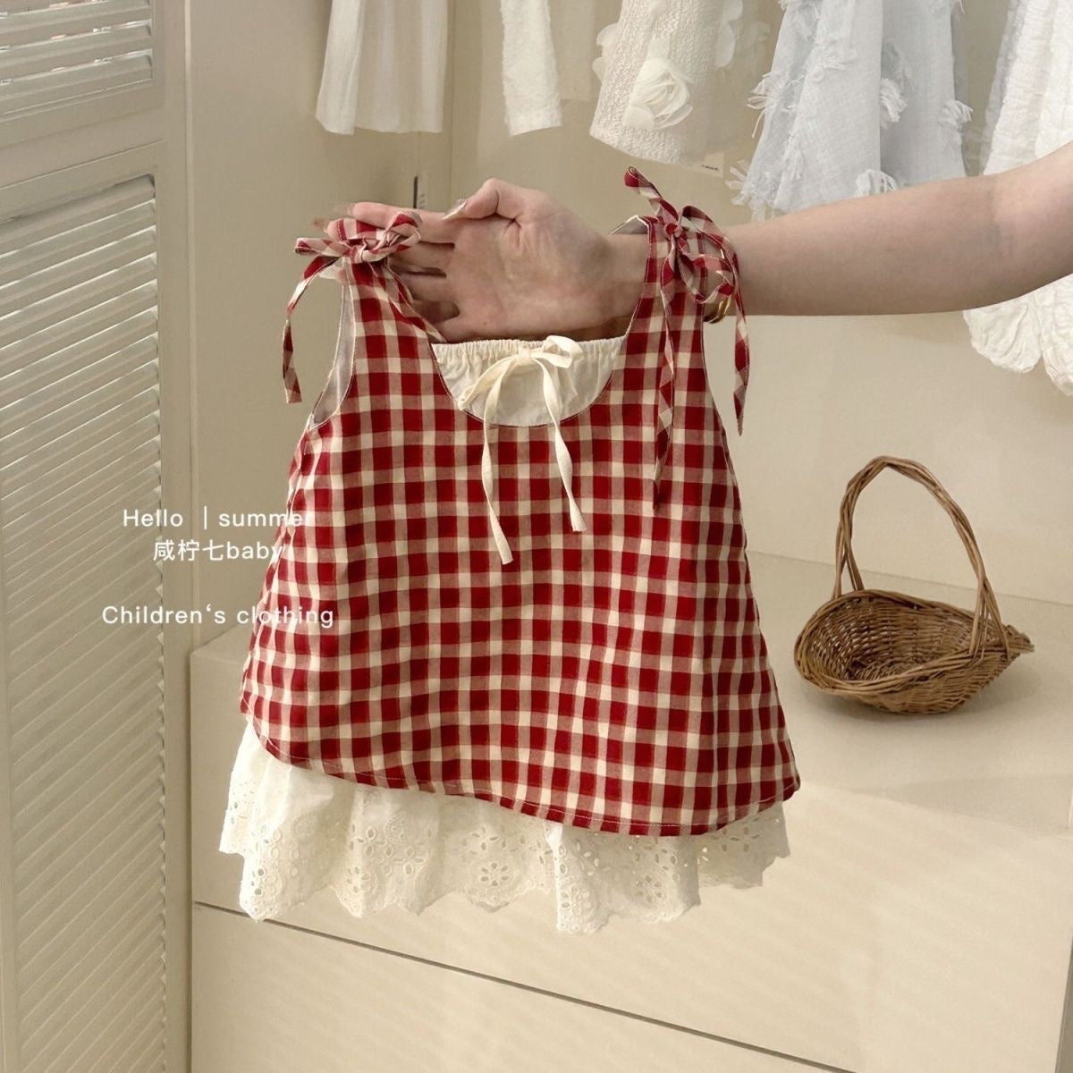 Red Plaid Dress Set