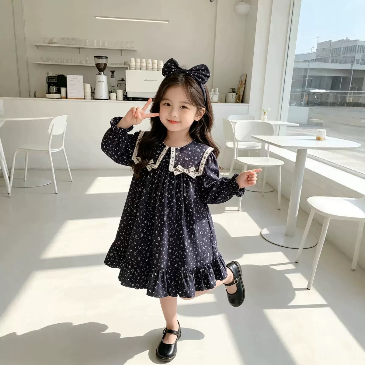 Dark Blue Floral Dress