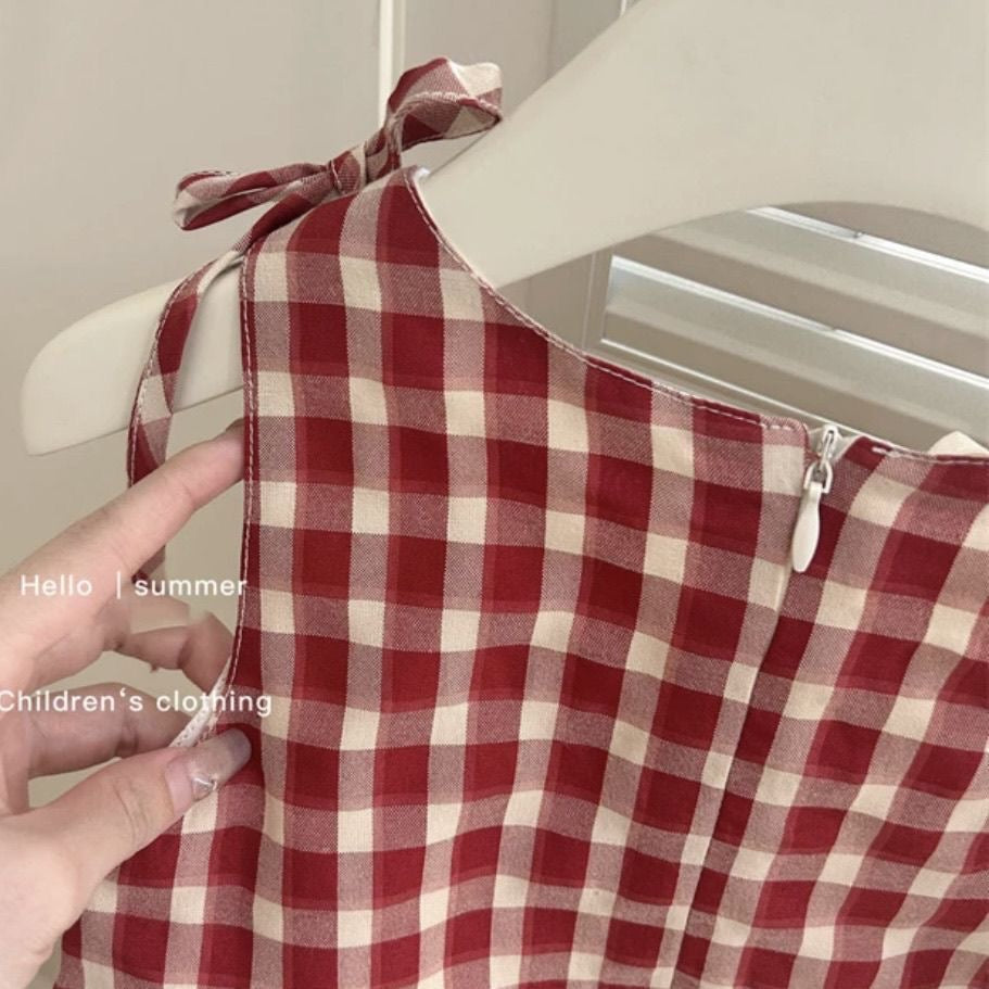 Red Plaid Dress Set