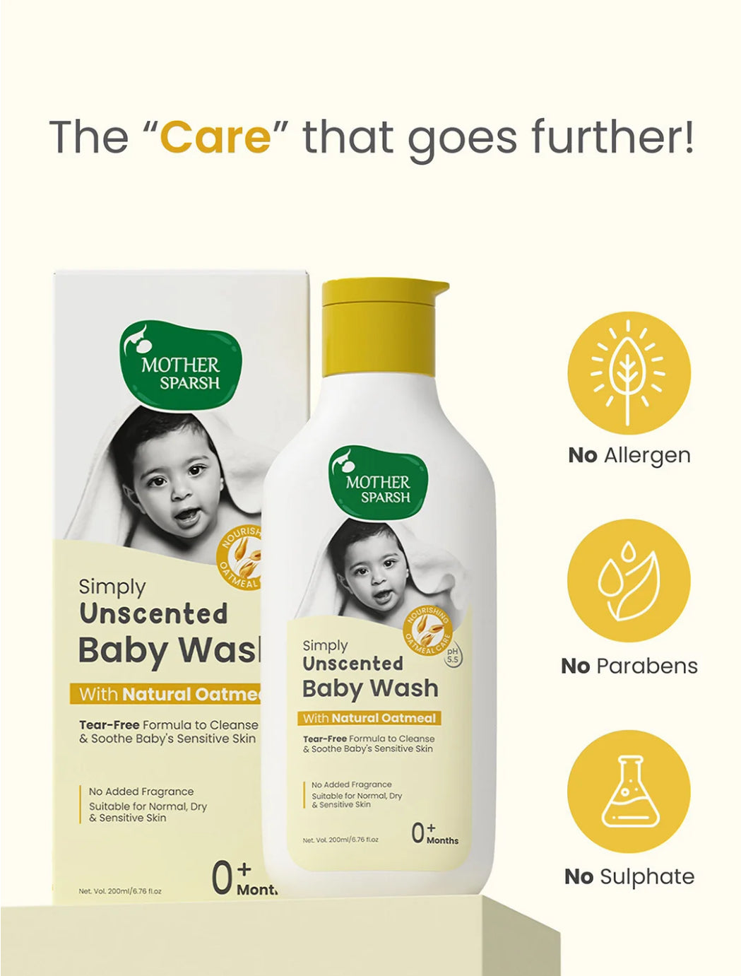 MOTHER SPARSH Simply Unscented Baby Shampoo 200ml