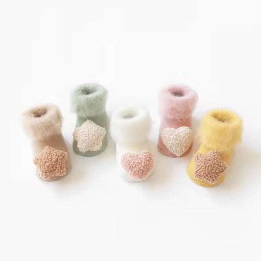 Fuzzy Star & Heart Baby Booties