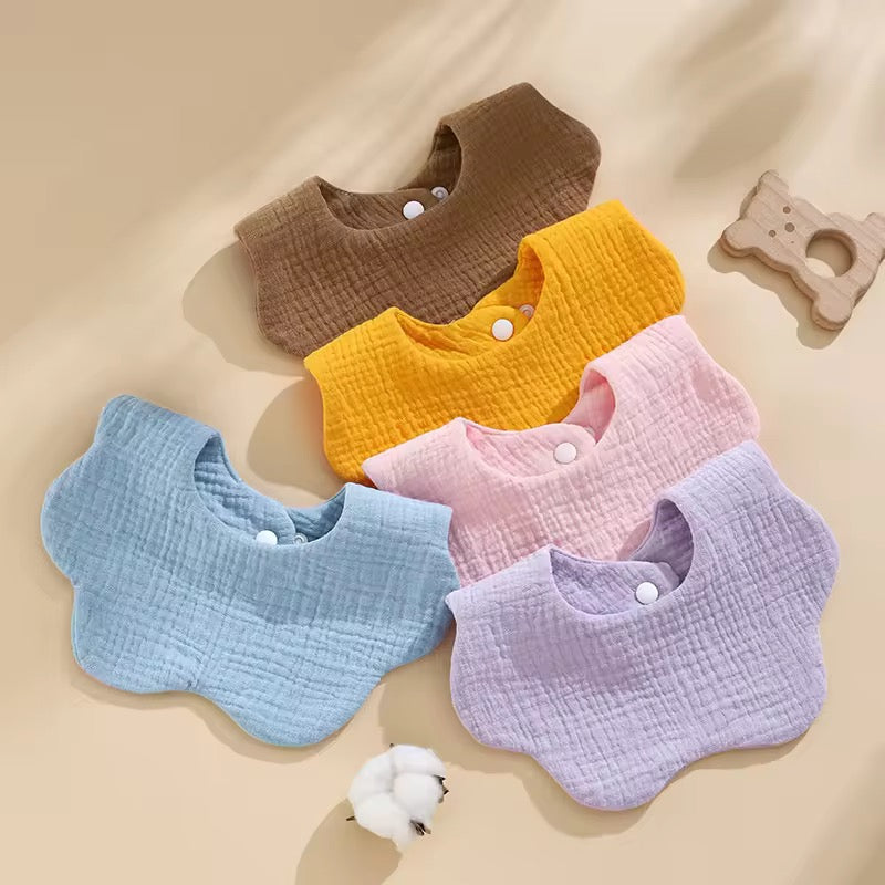 Soft Cotton Muslin Petal Bibs