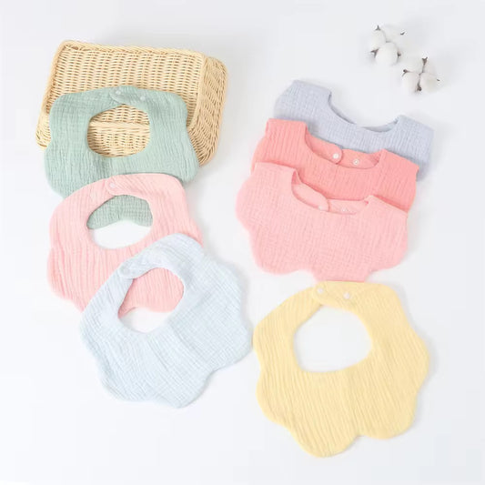 Soft Cotton Muslin Petal Bibs